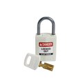 Brady Compact SafeKey Key Retaining Nylon Padlock 1 in Aluminum Shackle KD White 1PK CPT-WHT-25AL-KD